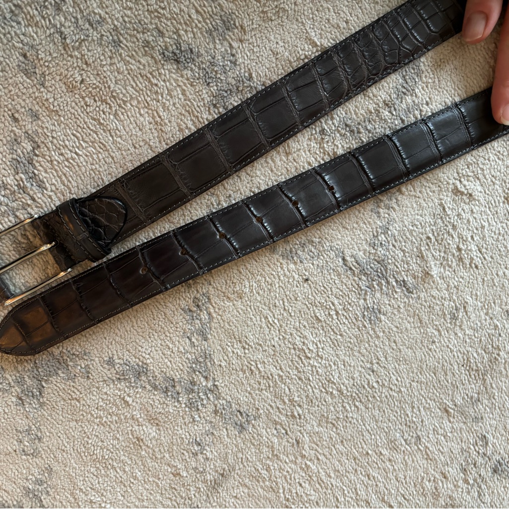 Black Crocodile Leather Belt Mens Black Crocodile Leather Belt Mens